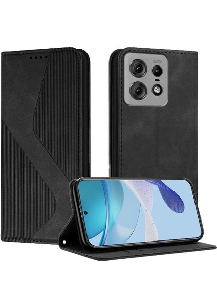 Motorola Moto Kenar 50 Pro Manyetik Cüzdan Kickstand Pu Deri Kılıf (Yurt Dışından)