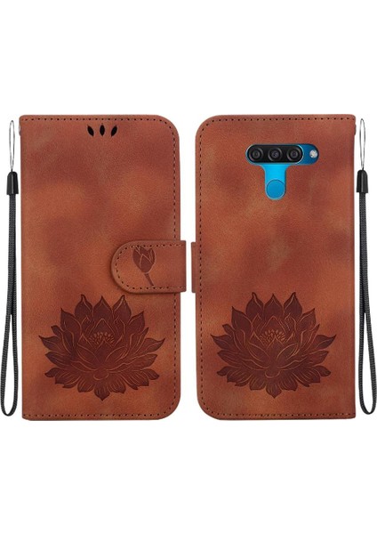 Lg Q60 Kickstand Kabartma Lotus Çiçek Manyetik Cüzdan Için Flip Case (Yurt Dışından)