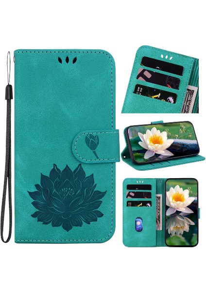 Lg Q60 Kickstand Kabartma Lotus Çiçek Manyetik Cüzdan Için Flip Case (Yurt Dışından)