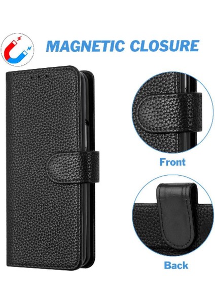 Samsung Galaxy Z Için Telefon Kılıfı Fold 6 Cüzdan Pu Deri Litchi Desen (Yurt Dışından) fırsatları