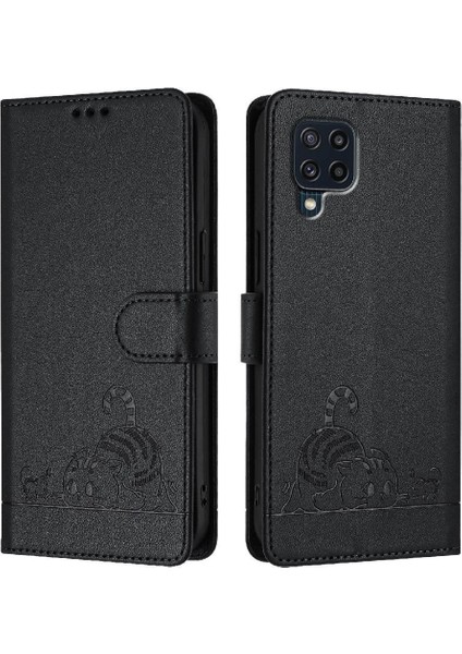 Samsung Galaxy M22 Kedi Rfıd Kart Yuvası Tutucu Kickstand Cüzdan (Yurt Dışından) indirimleri