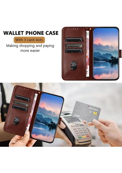 Telefon Kılıfı Için Xiaomi Poco M6 4g Litchi Desen Flip Folio Kart Yuvaları Pu (Yurt Dışından)