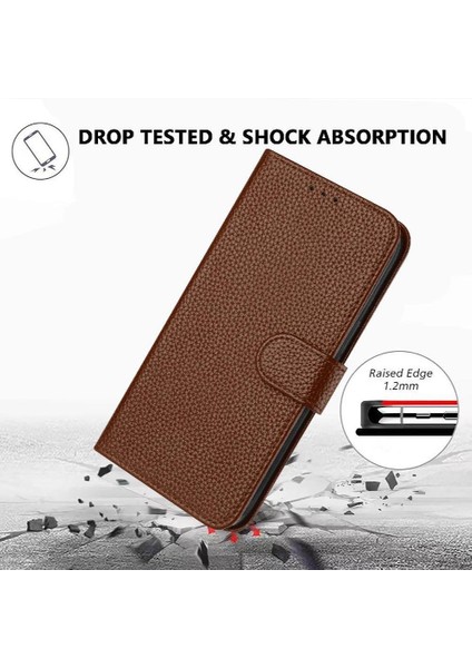 Telefon Kılıfı Için Xiaomi Poco M6 4g Litchi Desen Flip Folio Kart Yuvaları Pu (Yurt Dışından)