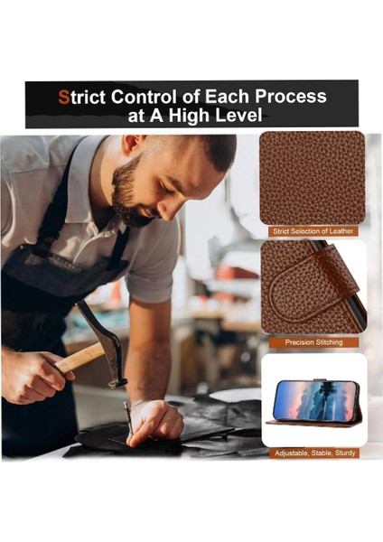 Telefon Kılıfı Için Xiaomi Poco M6 4g Litchi Desen Flip Folio Kart Yuvaları Pu (Yurt Dışından)