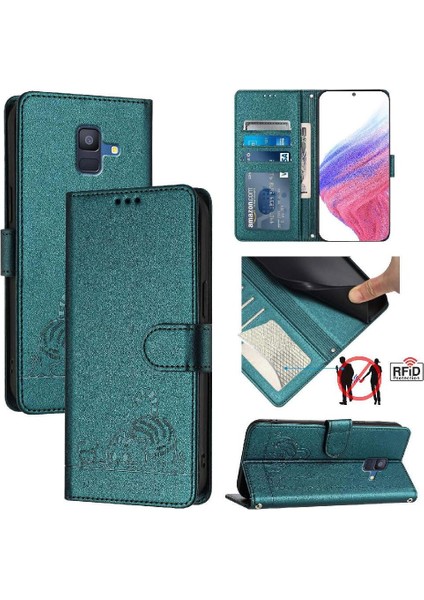 Samsung Galaxy A6 2018 Için Kılıf Cüzdan Kapak Çevirin Kart Yuvası Tutucu Kedi (Yurt Dışından)