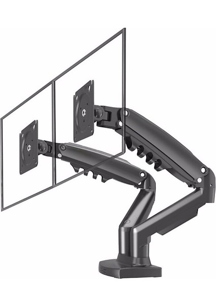 Vontech F160 MNT02 17-27 Amortisörlü Stand Çift Kol LCD / LED Monitör Tutucu Stand Askı Aparatı