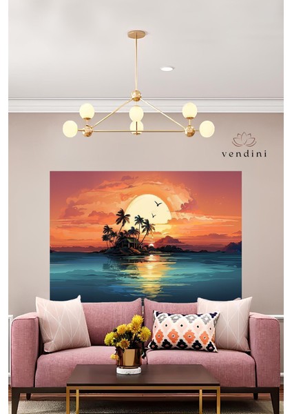 Bej Renkli Ada Temalı Duvar Örtüsü ve Halısı, Şık ve Hafif Dekorasyon Parçası fiyatları