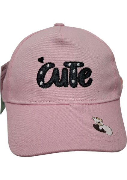 Kitti 1-3 Yaş Kız Çocuk Açık Pembe Baskı Figürlü Yazlık Şapka