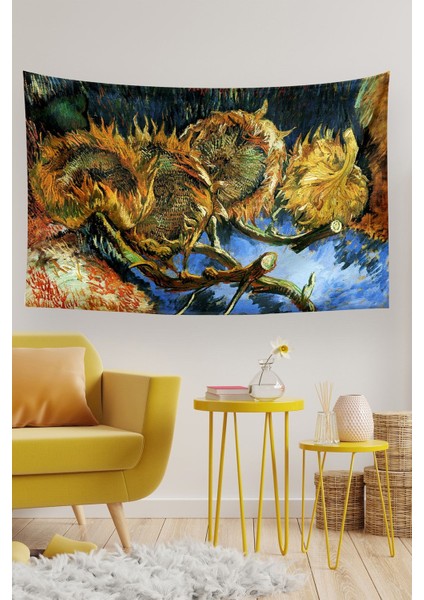 Turuncu Ayçiçekleri Desenli Duvar ve Zemin Halısı 70x140 cm