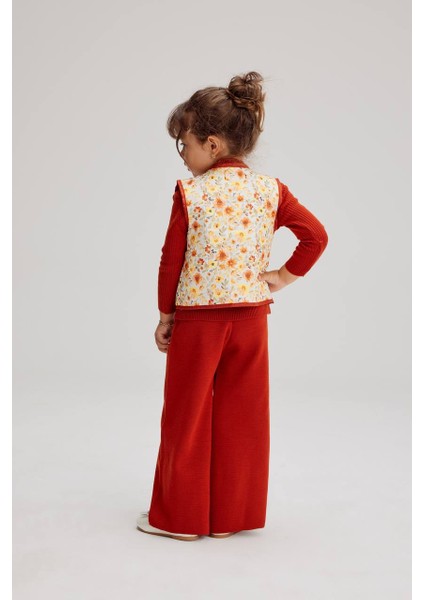 Kapitone Yelekli Triko Balıkçı Yaka Body Ve Triko Pantolon 3 Parçalı Alt Üst Takım / Set Kırmızı Renk fiyatları