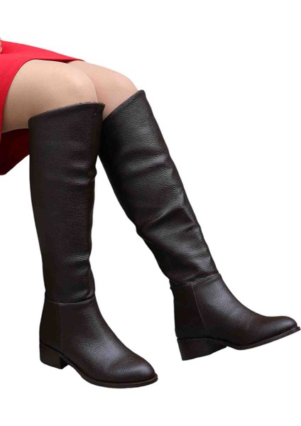 Lizbon Gerçek Deri Arkadan Fermuarlı Kahverengi Çizme modelleri