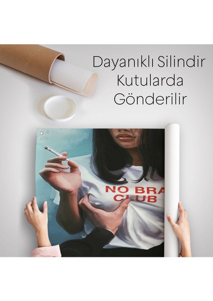 No Bra Club, Sütyensizler Külübü Kanvas Duvar ÖRTÜSÜ-HALISI-5102