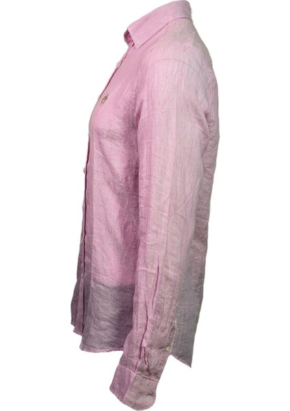 1709728 Erkek Çizgili Keten Gömlek Pink fiyatları