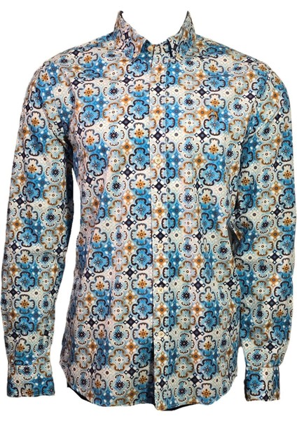 1709832 Erkek Desenli Gömlek Turquoise