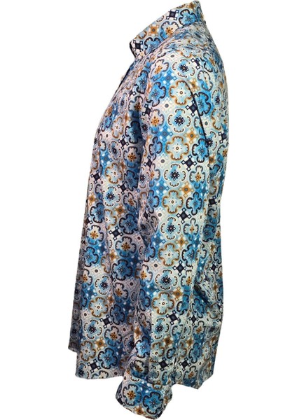 1709832 Erkek Desenli Gömlek Turquoise
