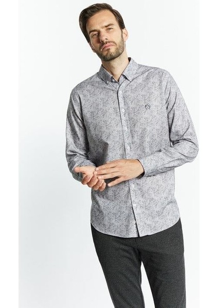 3709406 Erkek Desenli Gömlek Grey