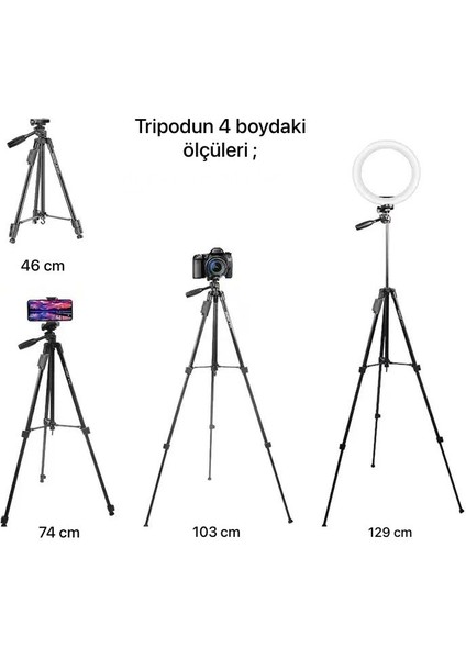 129 cm Bluetooth Kumandalı Profesyonel Telefon Kamera Tutucu Tripod modelleri