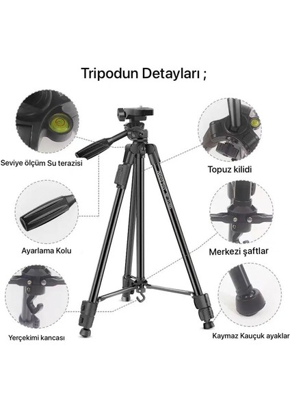 129 cm Bluetooth Kumandalı Profesyonel Telefon Kamera Tutucu Tripod indirimleri