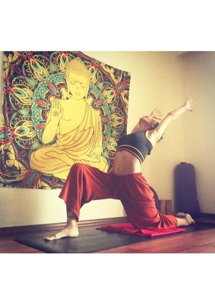 Buddha ve Mandala Desenli Kare Duvar Örtüsü, Polyester, Beyaz Renk fiyatları