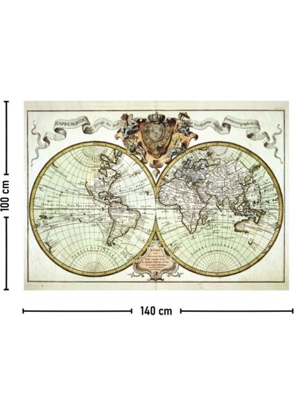 Antik Dünya Haritası Duvar Halısı 140x100 cm Bej Dikdörtgen Ebat fiyatları