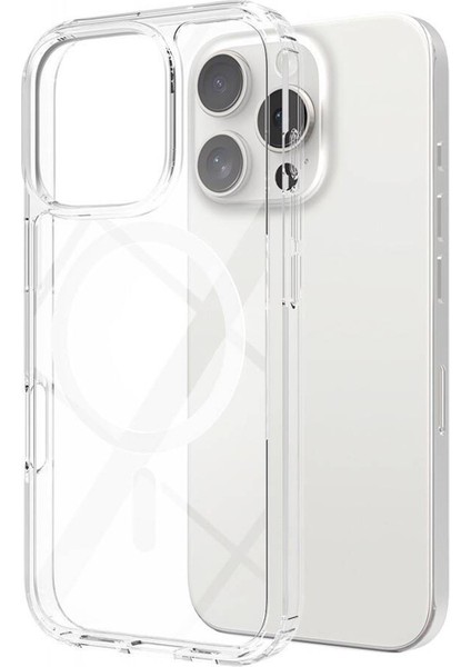 iPhone 16 Pro ile Uyumlu Clearmag Serisi Magsafe Şarj Özellikli Şeffaf Sert Pc Kılıf