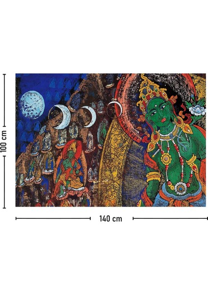 Yeşil Etnik Desenli Thangka ve Mandala Bohem Duvar Halısı 70x100 cm fiyatları