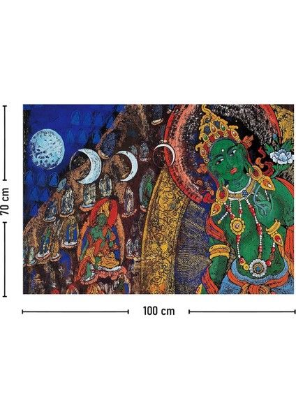 Yeşil Etnik Desenli Thangka ve Mandala Bohem Duvar Halısı 70x100 cm modelleri