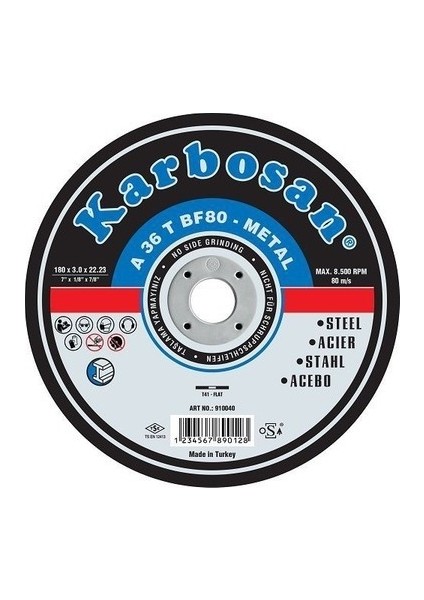 180 x 3.0 x 22.23 Karbosan Metal Kesici ( Adetli)