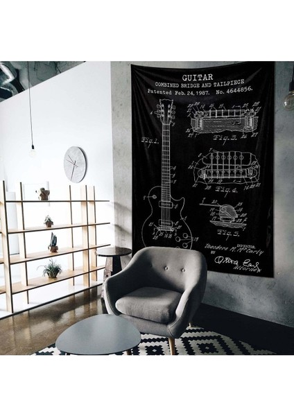 Gibson Les Paul Gitar Chalkboard Duvar Örtüsü - 100 cm x 135 cm