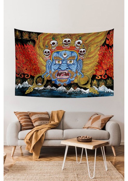 Tibet Etnik Desen Budist Thangka ve Mandala Bohem Duvar Örtüsü Halısı 70x100 cm