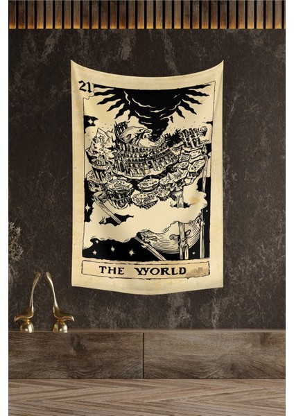 Lacivert Tarot Kartı Duvar Örtüsü Halısı, 140x100 cm, dikdörtgen, şık ve dekoratif