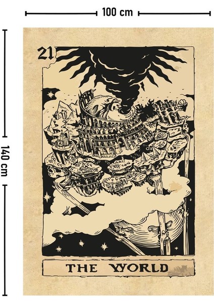 Lacivert Tarot Kartı Duvar Örtüsü Halısı, 140x100 cm, dikdörtgen, şık ve dekoratif fiyatları