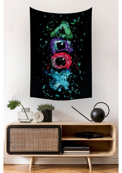 Siyah dikdörtgen duvar örtüsü halısı, 70x100 cm, şık ve fonksiyonel tasarım