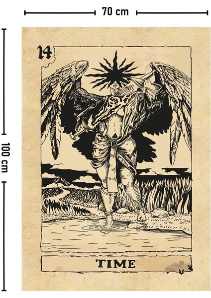 Tarot Kartı Temalı Duvar Örtüsü Halısı 140x100 cm, Sarı, Dikdörtgen, Zarif Tasarım modelleri