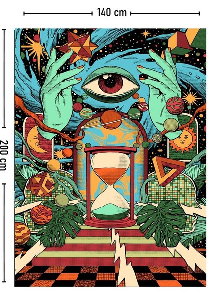 Kozmik Göz Psychedelic Duvar Örtüsü Halısı 70X100, 100X140, 140X200