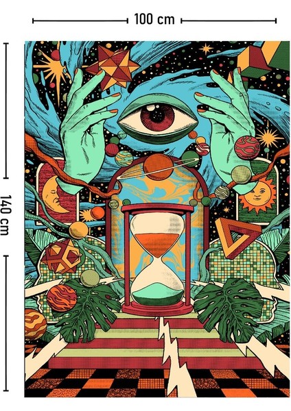 Kozmik Göz Psychedelic Duvar Örtüsü Halısı 70X100, 100X140, 140X200