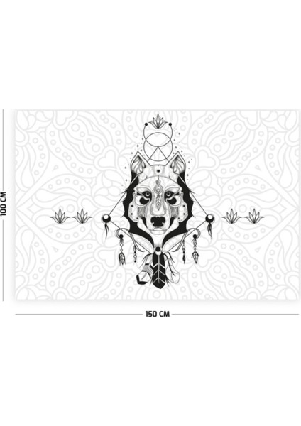 Beyaz Kurt Duvar Örtüsü 150x100 cm, Dikdörtgen, Sade ve Şık Tasarım