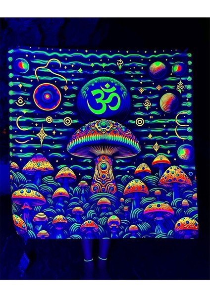 Parlayan Neon Duvar Örtüsü, Çok Renkli, UV Aktif, Kare, 140x140 cm fiyatları