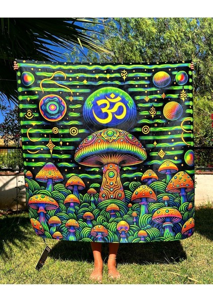 Parlayan Neon Duvar Örtüsü, Çok Renkli, UV Aktif, Kare, 140x140 cm modelleri