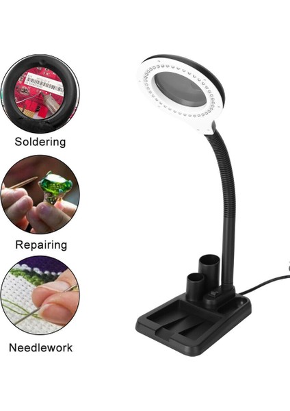 Esnek 5x /10X,40 LED Işıklı Büyüteç ,lamba Büyüteç Okuma, Çalışma Lehim Masa Lambası A808
