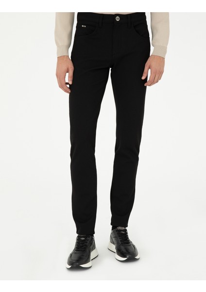 Erkek Siyah Slim Fit Kanvas Pantolon 50295933-VR046