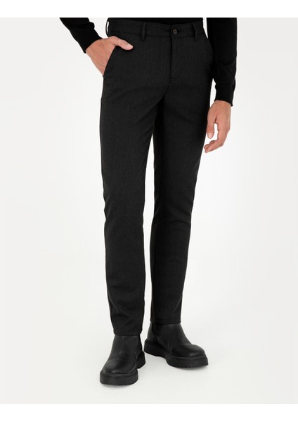 Pierre Cardin Erkek Siyah Slim Fit Kanvas Pantolon 50299527-VR046