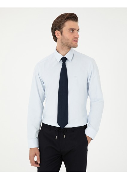 Pierre Cardin Erkek Açık Mavi Slim Fit Uzun Kollu Basic Gömlek 50297903-VR003