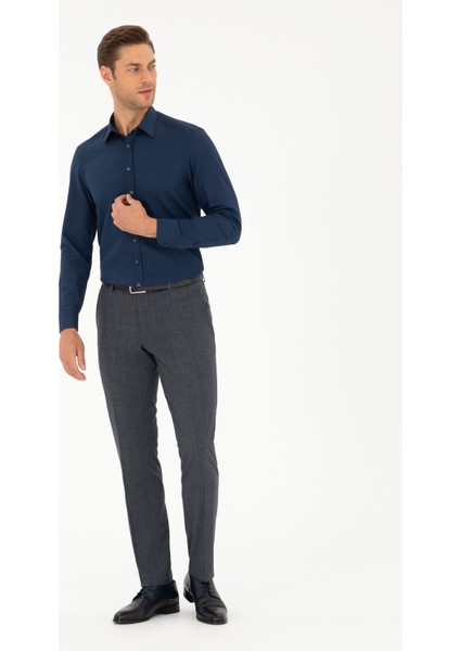 Pierre Cardin Erkek Lacivert Slim Fit Uzun Kollu Gömlek 50298054-VR033