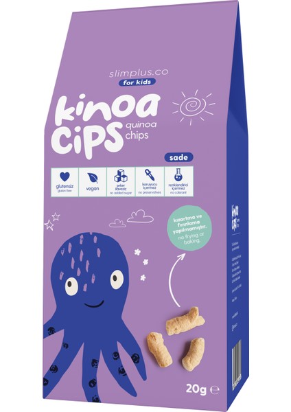 Sade Kinoa Cipsi For Kids Glutensiz Vegan Yağsız Cips Çocuklara Özel Ambalaj Bebek Ahtapot 20 gr