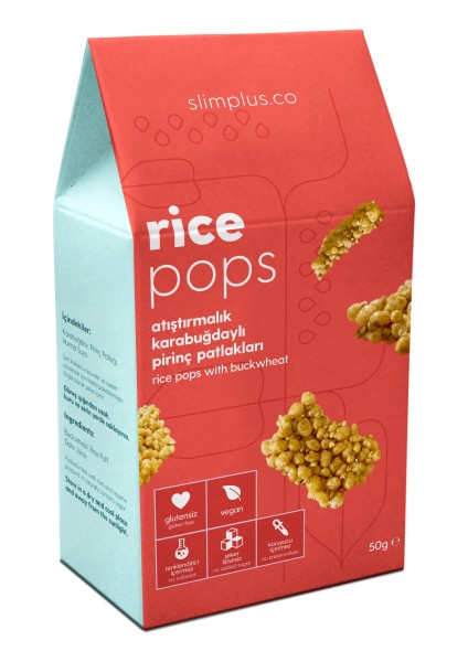 Glutensiz Vegan Rice Pops Atıştırmalık Karabuğdaylı Pirinç Patlakları 2 x 50 gr