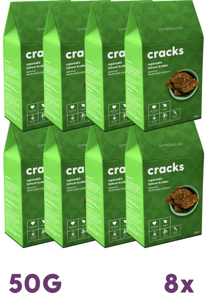 Ispanaklı Glutensiz Vegan Tohum Kraker Cracks 8 x 50 gr