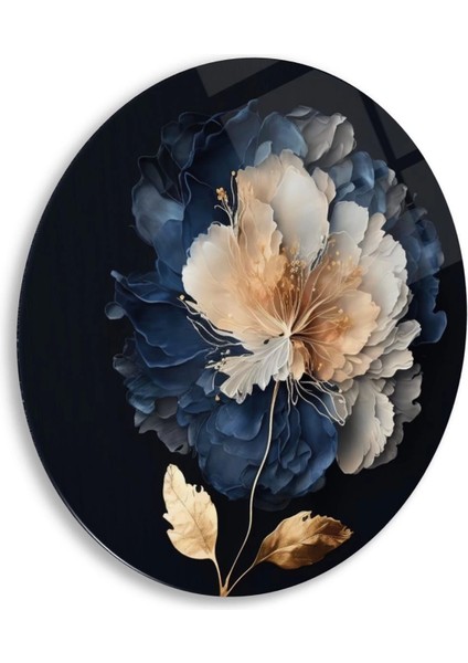 Teknoo- Mavi Beyaz Çiçek Yuvarlak Cam Tablo indirimleri