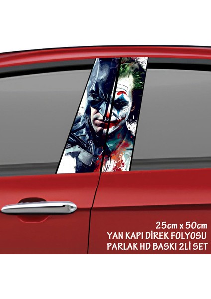 Çift Karekter Kahraman Renkli Baskılı Folyo Kaplama - 2li Kapı Direkleri Için Sticker Modifiye