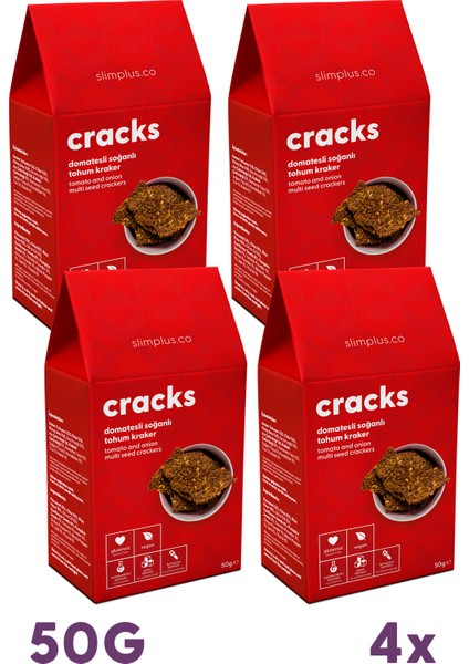 Domates Soğanlı Glutensiz Vegan Tohum Kraker Cracks 4 x 50 gr